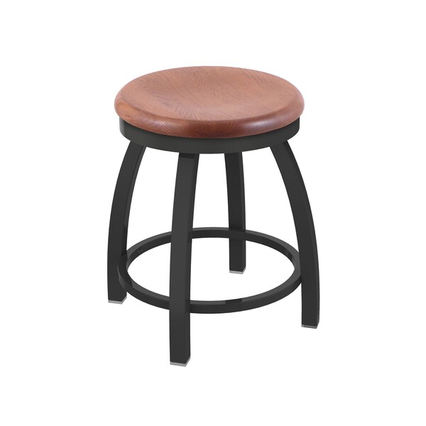 18" Swivel Vanity Stool, Pewter Finish, Med Oak Seat